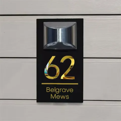 3D collage design solar house number plaque