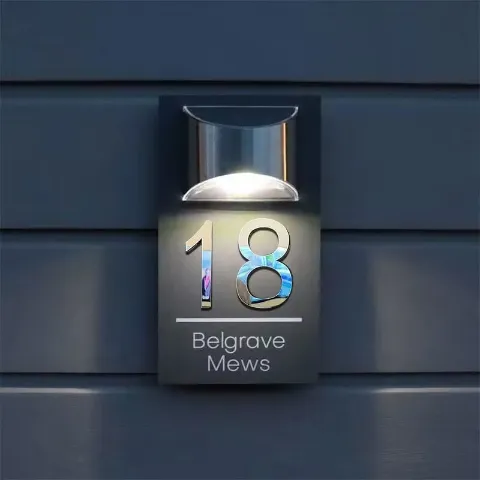 Rectangle 3D house plaque with custom door number and street name