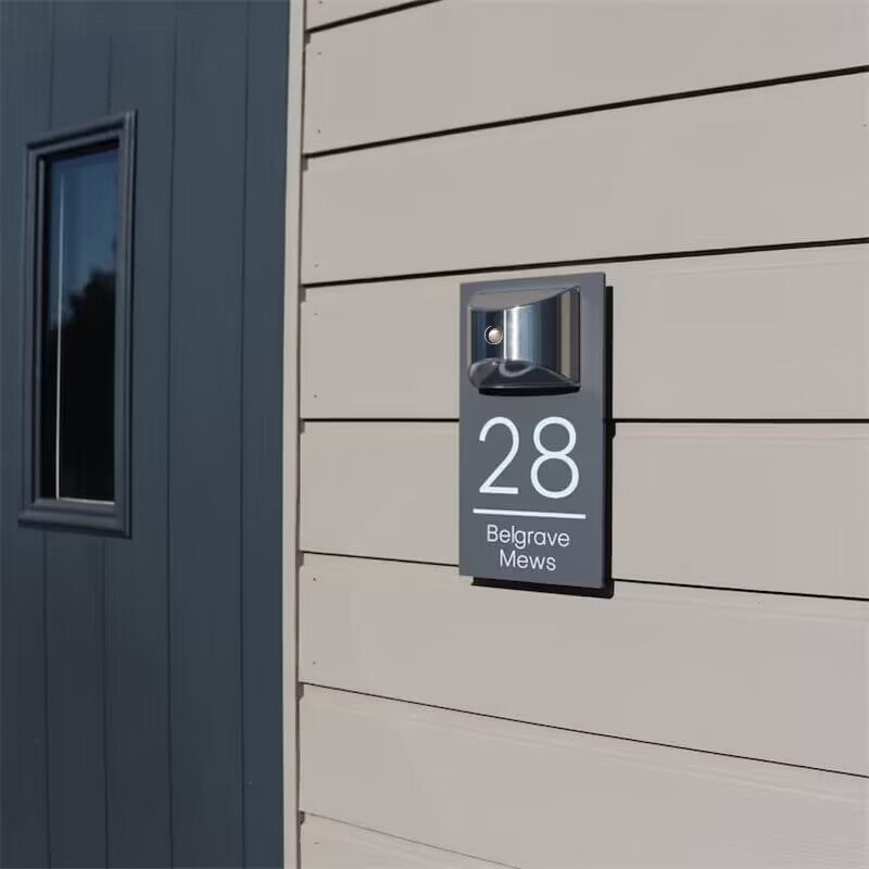 Custom rectangle solar house number sign – view 8