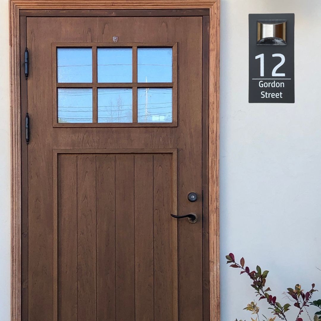 Custom rectangle solar house number sign – view 9