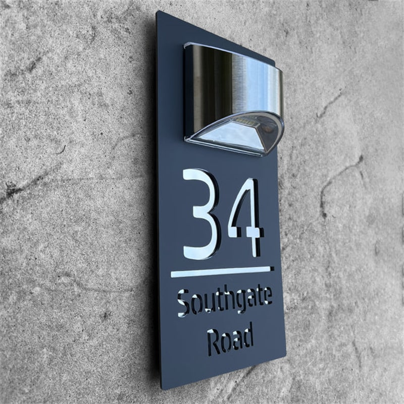 Personalized laser cut solar house plate, rectangle – view 7