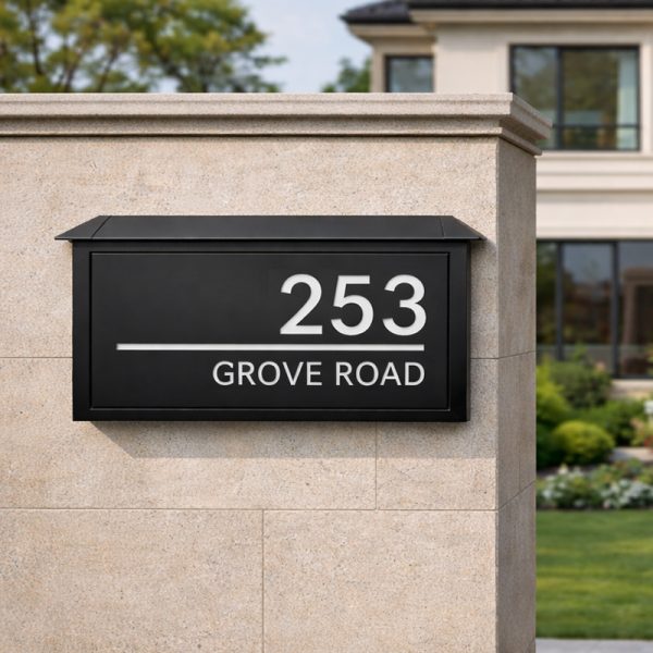 Personalized solar LED backlit house number sign