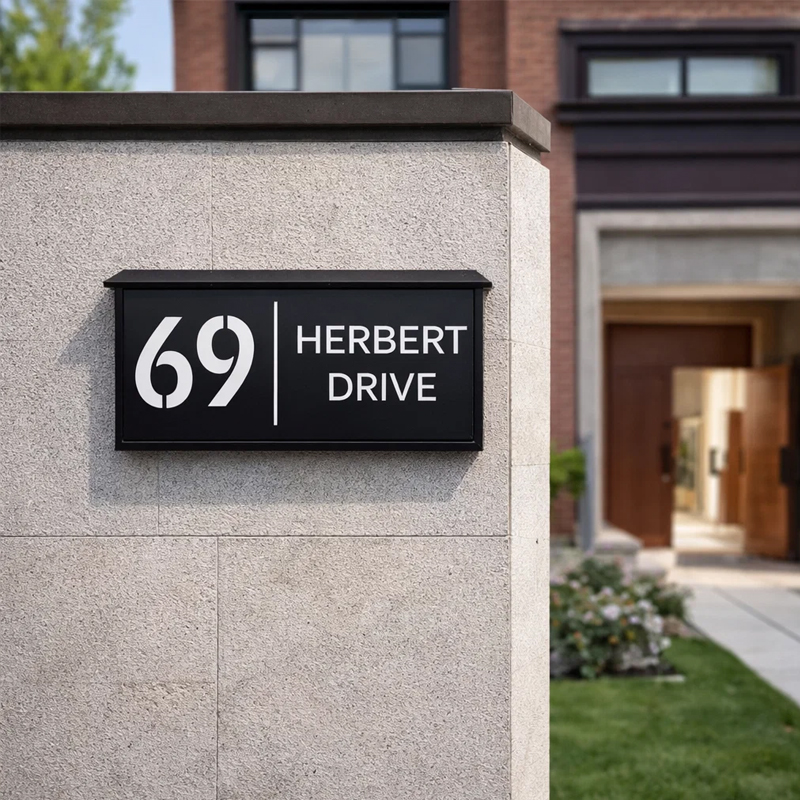 Personalized solar LED backlit house number sign – view 2