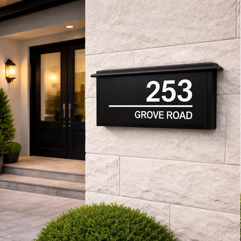 Personalized solar LED backlit house number sign – view 8
