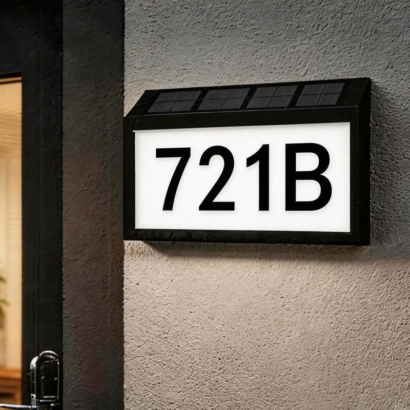 Personalized "Welcome Home" solar-powered doorplate